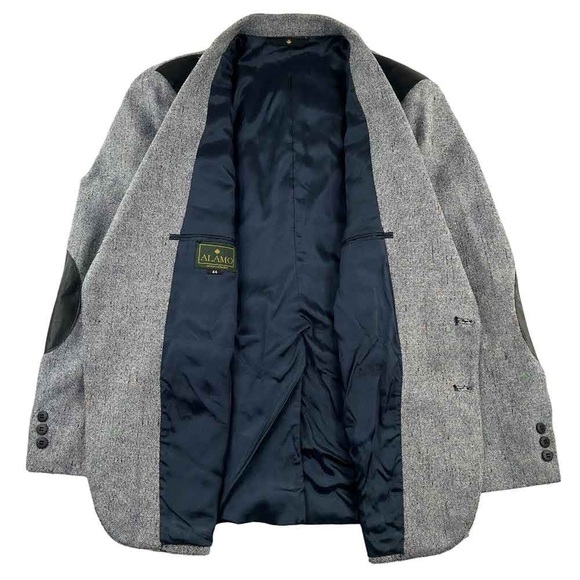 Alamo Moda Hombre Western Blazer Jacket Men’s 44R Gray Black Faux Leather Rodeo - Picture 3 of 15